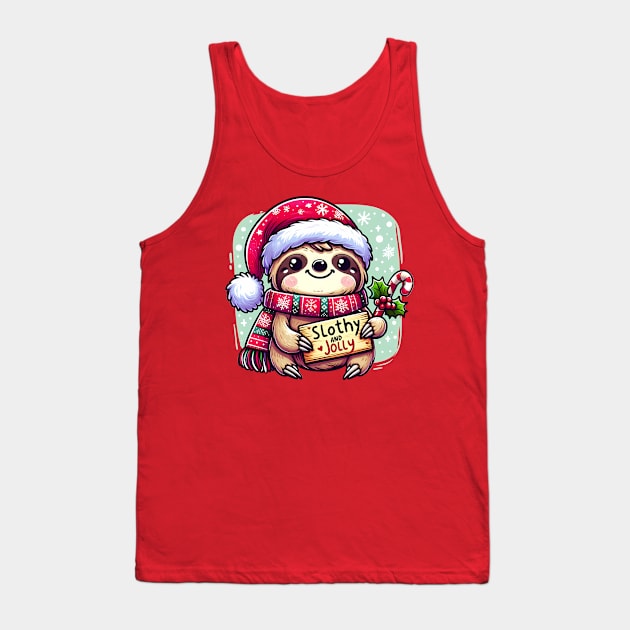 Slothy and Jolly - Cute Christmas sloth Tank Top by PrintSoulDesigns